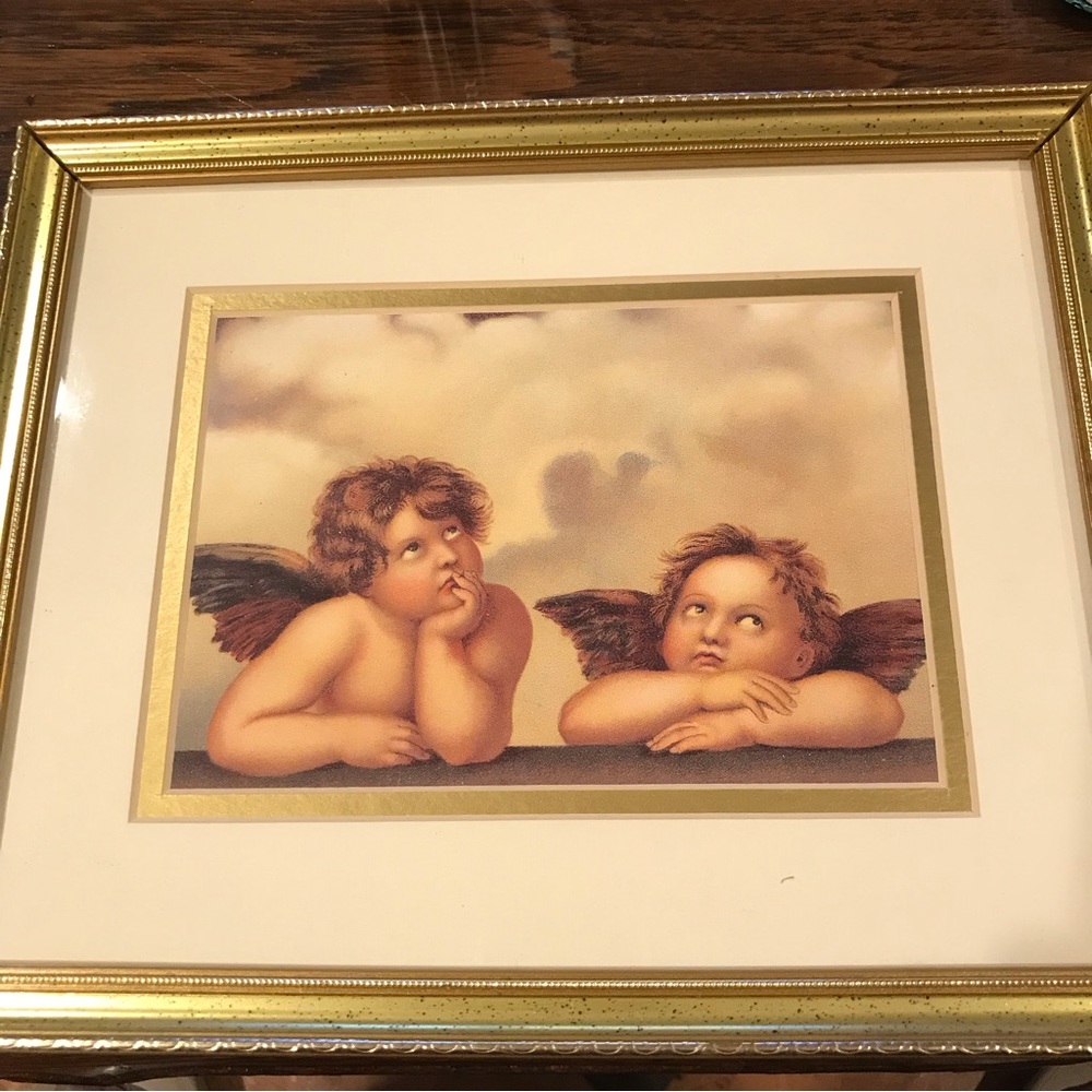 TWO CHERUBS MATTED FRAMED - Picture 2 of 13